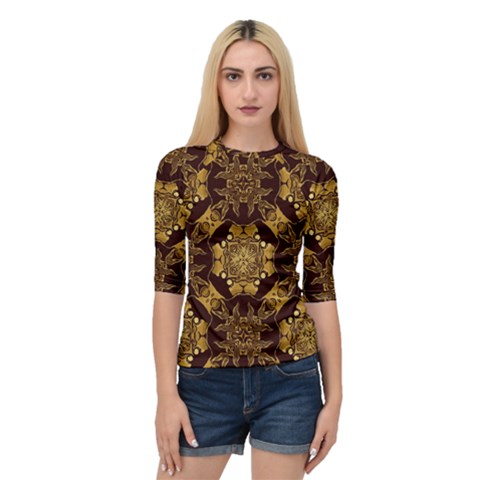 Gold Black Book Cover Ornate Quarter Sleeve Raglan Tee by Pakrebo