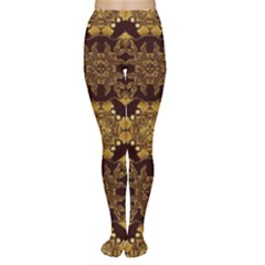 Gold Black Book Cover Ornate Tights by Pakrebo