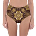 Gold Black Book Cover Ornate Reversible High-Waist Bikini Bottoms View1