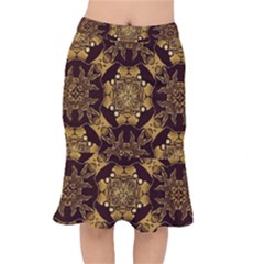 Gold Black Book Cover Ornate Mermaid Skirt by Pakrebo