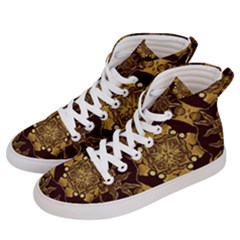 Gold Black Book Cover Ornate Men s Hi-top Skate Sneakers by Pakrebo