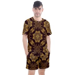 Gold Black Book Cover Ornate Men s Mesh Tee And Shorts Set