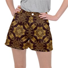 Gold Black Book Cover Ornate Stretch Ripstop Shorts