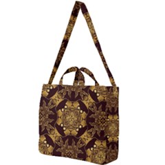 Gold Black Book Cover Ornate Square Shoulder Tote Bag