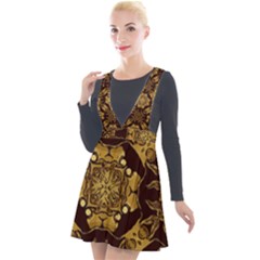 Gold Black Book Cover Ornate Plunge Pinafore Velour Dress