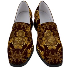 Gold Black Book Cover Ornate Women s Chunky Heel Loafers