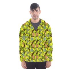 Flowers Yellow Red Blue Seamless Hooded Windbreaker (men) by Pakrebo