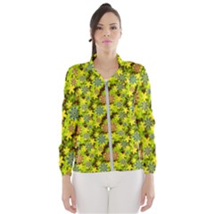 Flowers Yellow Red Blue Seamless Windbreaker (women) by Pakrebo