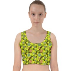 Flowers Yellow Red Blue Seamless Velvet Racer Back Crop Top