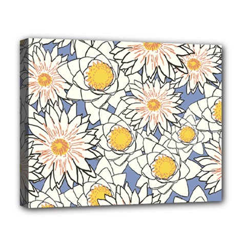 Flowers Pattern Lotus Lily Deluxe Canvas 20  X 16  (stretched) by Pakrebo