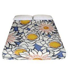 Flowers Pattern Lotus Lily Fitted Sheet (queen Size) by Pakrebo