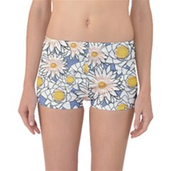 Flowers Pattern Lotus Lily Boyleg Bikini Bottoms by Pakrebo