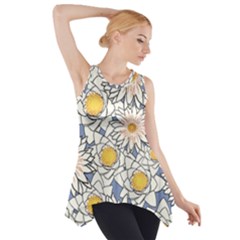 Flowers Pattern Lotus Lily Side Drop Tank Tunic by Pakrebo