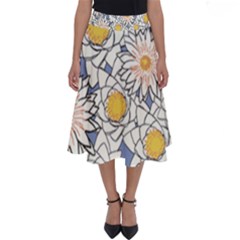 Flowers Pattern Lotus Lily Perfect Length Midi Skirt