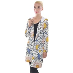 Flowers Pattern Lotus Lily Hooded Pocket Cardigan