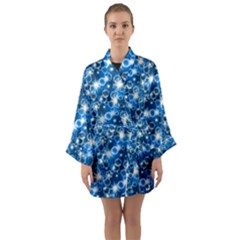 Star Hexagon Blue Deep Blue Light Long Sleeve Kimono Robe