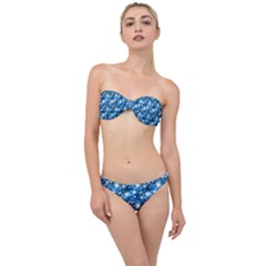 Star Hexagon Blue Deep Blue Light Classic Bandeau Bikini Set by Pakrebo