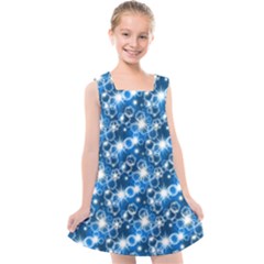 Star Hexagon Blue Deep Blue Light Kids  Cross Back Dress