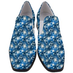 Star Hexagon Blue Deep Blue Light Slip On Heel Loafers by Pakrebo