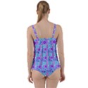 Flowers Light Blue Purple Magenta Twist Front Tankini Set View2