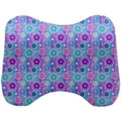 Flowers Light Blue Purple Magenta Head Support Cushion