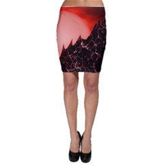 Sci Fi Red Fantasy Futuristic Bodycon Skirt by Pakrebo