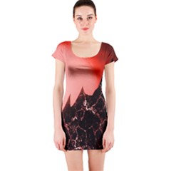 Sci Fi Red Fantasy Futuristic Short Sleeve Bodycon Dress by Pakrebo