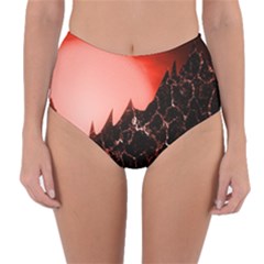 Sci Fi Red Fantasy Futuristic Reversible High-waist Bikini Bottoms by Pakrebo