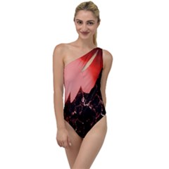 Sci Fi Red Fantasy Futuristic To One Side Swimsuit