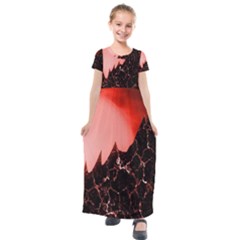 Sci Fi Red Fantasy Futuristic Kids  Short Sleeve Maxi Dress