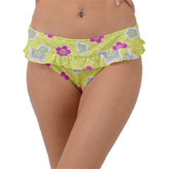 Traditional Patterns Plum Frill Bikini Bottom