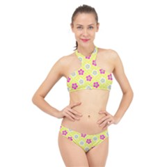 Traditional Patterns Plum High Neck Bikini Set