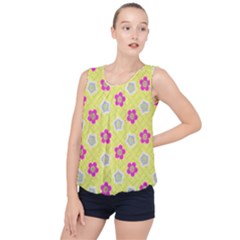 Traditional Patterns Plum Bubble Hem Chiffon Tank Top