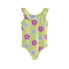 Traditional Patterns Plum Kids  Frill Swimsuit by Pakrebo