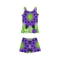 Pattern Abstract Background Art Green Kids  Boyleg Swimsuit