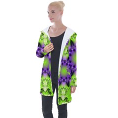 Pattern Abstract Background Art Green Longline Hooded Cardigan