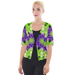 Pattern Abstract Background Art Green Cropped Button Cardigan by Pakrebo