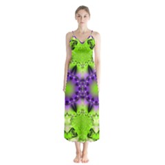 Pattern Abstract Background Art Green Button Up Chiffon Maxi Dress