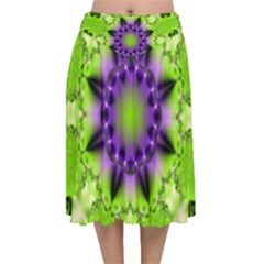 Pattern Abstract Background Art Green Velvet Flared Midi Skirt by Pakrebo