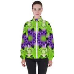 Pattern Abstract Background Art Green High Neck Windbreaker (women)