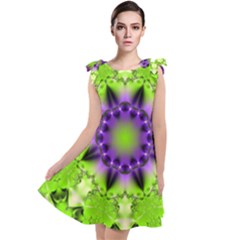 Pattern Abstract Background Art Green Tie Up Tunic Dress