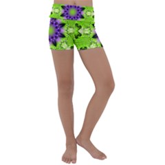 Pattern Abstract Background Art Green Kids  Lightweight Velour Yoga Shorts