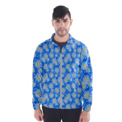 Hydrangea Blue Glitter Round Windbreaker (men) by Pakrebo