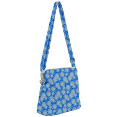 Hydrangea Blue Glitter Round Zipper Messenger Bag