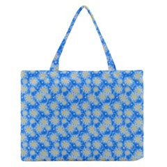 Hydrangea Blue Glitter Round Zipper Medium Tote Bag by Pakrebo