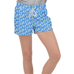 Hydrangea Blue Glitter Round Women s Velour Lounge Shorts