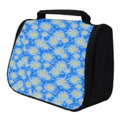 Hydrangea Blue Glitter Round Full Print Travel Pouch (small)