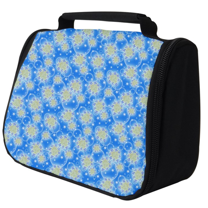 Hydrangea Blue Glitter Round Full Print Travel Pouch (Big)