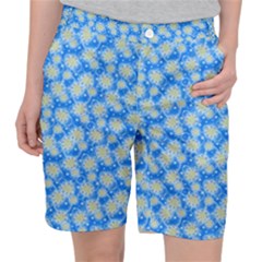 Hydrangea Blue Glitter Round Pocket Shorts