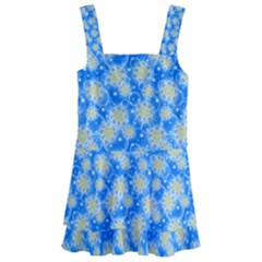 Hydrangea Blue Glitter Round Kids  Layered Skirt Swimsuit